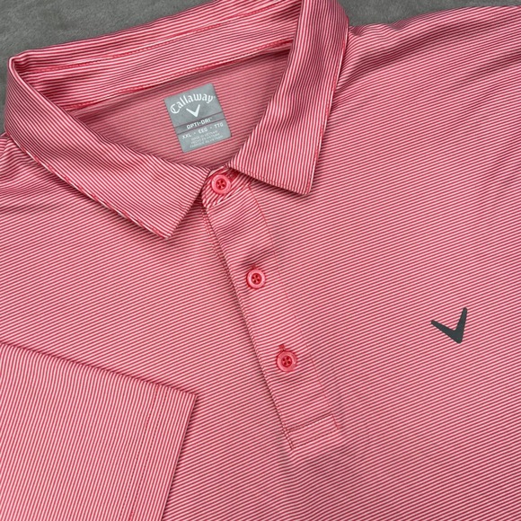 Callaway Other - Callaway Golf Polo Shirt Mens 2XL Pink Striped Opti-Dri Performance Stretch